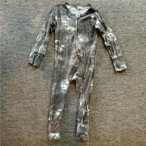Toddler bamboo footie pajamas gray tie dye
